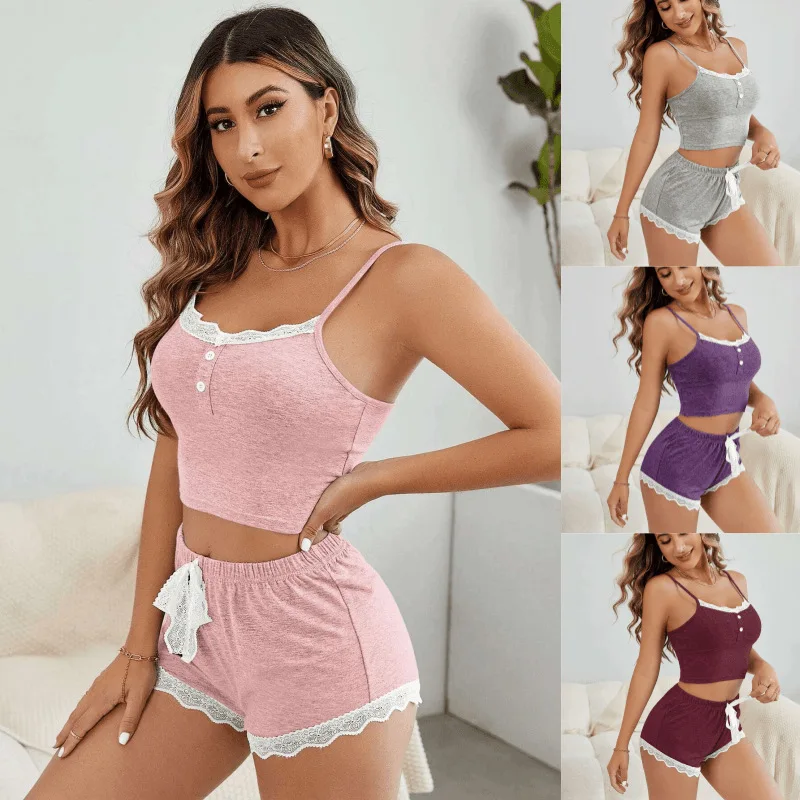 SURI Top New Women's Pajamas Set Sleepwear 2 PCS Short Tank Tops And Shorts S M L XL White Ventilate Soft Casual Printing Lace
SURI Top New Women's Pajamas Set Sleepwear 2 PCS Short Tank Tops And Shorts S M L XL White Ventilate Soft Casual Printing Lace