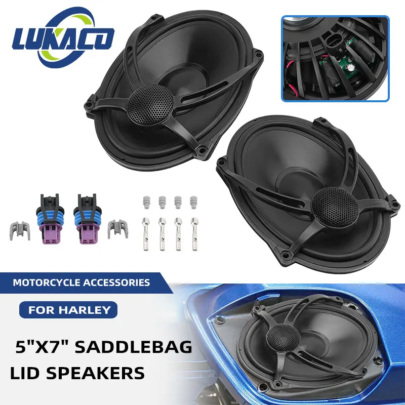 Motorcycle Black 5"x7" Saddlebag Lid Speakers For Harley Touring Road King Street Electra Glide FLHR FLHX FLHT CVO 1994-2023
Motorcycle Black 5"x7" Saddlebag Lid Speakers For Harley Touring Road King Street Electra Glide FLHR FLHX FLHT CVO 1994-2023