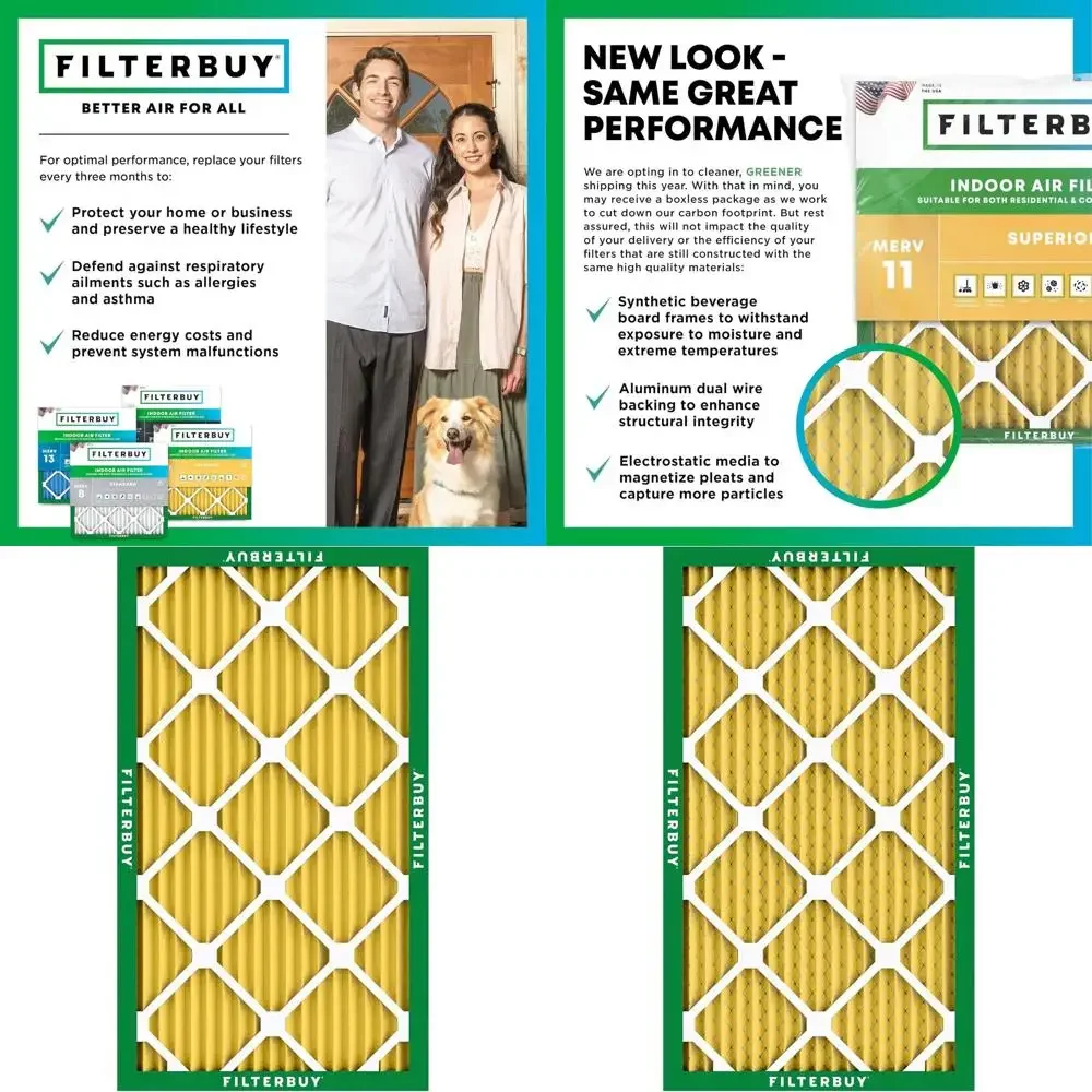 4-Pack MERV 11 Air Filters for Pets and Allergies, Pleated HVAC AC Furnace Replacement (Actual Size: 11.88 x 29.88 x 0.75)
4-Pack MERV 11 Air Filters for Pets and Allergies, Pleated HVAC AC Furnace Replacement (Actual Size: 11.88 x 29.88 x 0.75)