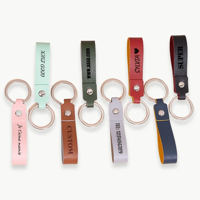 Double Colored Leather Keychain Custom LOGO Text Laser Engraved Car Key Ring Personalized Gift Business Activities Souvenirs
Double Colored Leather Keychain Custom LOGO Text Laser Engraved Car Key Ring Personalized Gift Business Activities Souvenirs