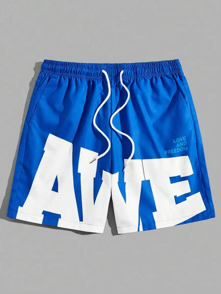 Mens Bold Letter Print Drawstring Waist Casual Shorts
Mens Bold Letter Print Drawstring Waist Casual Shorts