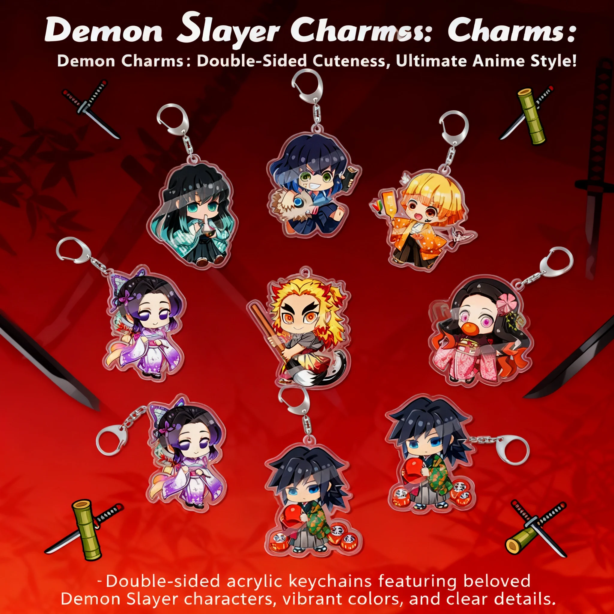 Demon Slayer Nezuko Tanjiro Muichiro Transparent Acrylic Keychain Double Side Charm Pendant
Demon Slayer Nezuko Tanjiro Muichiro Transparent Acrylic Keychain Double Side Charm Pendant