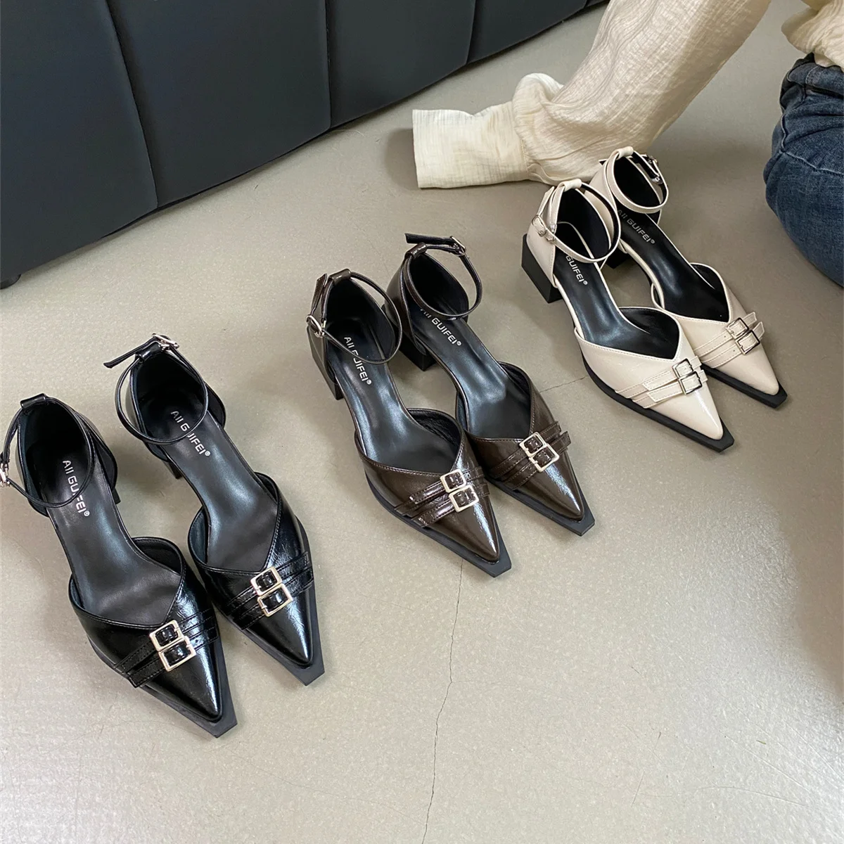 Bailamos Female Pointed Toe Sandals Ankle Strap Ladies Medium Heels Shoes Shallow Footwear 2024 Fashion Buckle Women Heels Pumps
Bailamos Female Pointed Toe Sandals Ankle Strap Ladies Medium Heels Shoes Shallow Footwear 2024 Fashion Buckle Women Heels Pumps