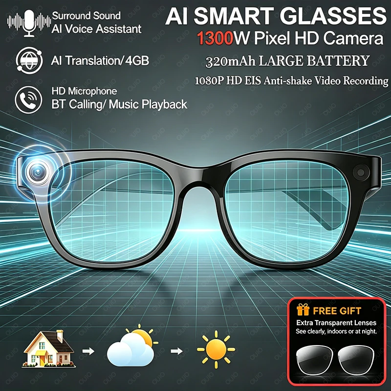 2026 New Built-in 1300W HD Pixel Smart AI Glasses AI Everything Recognition AI Smart Translation Wireless Call Smart Glasses
2026 New Built-in 1300W HD Pixel Smart AI Glasses AI Everything Recognition AI Smart Translation Wireless Call Smart Glasses