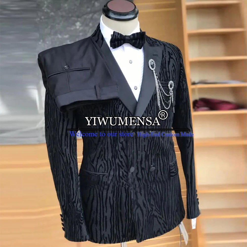 Chic Grooms Tuxedo Black Leopard Jacquard Men Suits Slim Fit Double Breasted Coat+Pants Custom Made 2 Pieces Dinner Prom Dress
Chic Grooms Tuxedo Black Leopard Jacquard Men Suits Slim Fit Double Breasted Coat+Pants Custom Made 2 Pieces Dinner Prom Dress