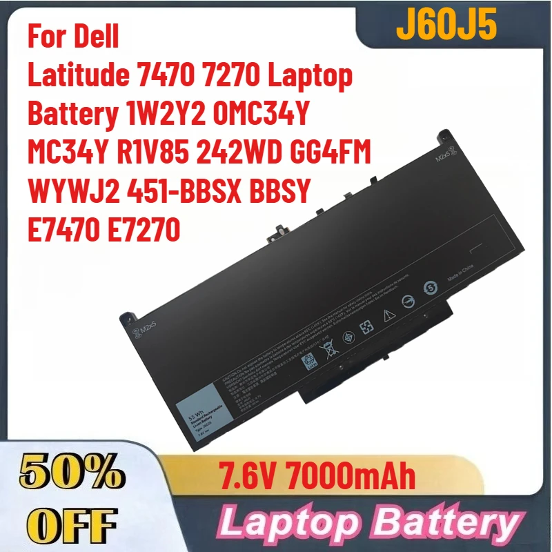 J60J5 7000mAh Battery for Dell Latitude E7470 E7270 Laptop Battery 1W2Y2 0MC34Y MC34Y R1V85 242WD GG4FM WYWJ2 451-BBSX BBSY
J60J5 7000mAh Battery for Dell Latitude E7470 E7270 Laptop Battery 1W2Y2 0MC34Y MC34Y R1V85 242WD GG4FM WYWJ2 451-BBSX BBSY