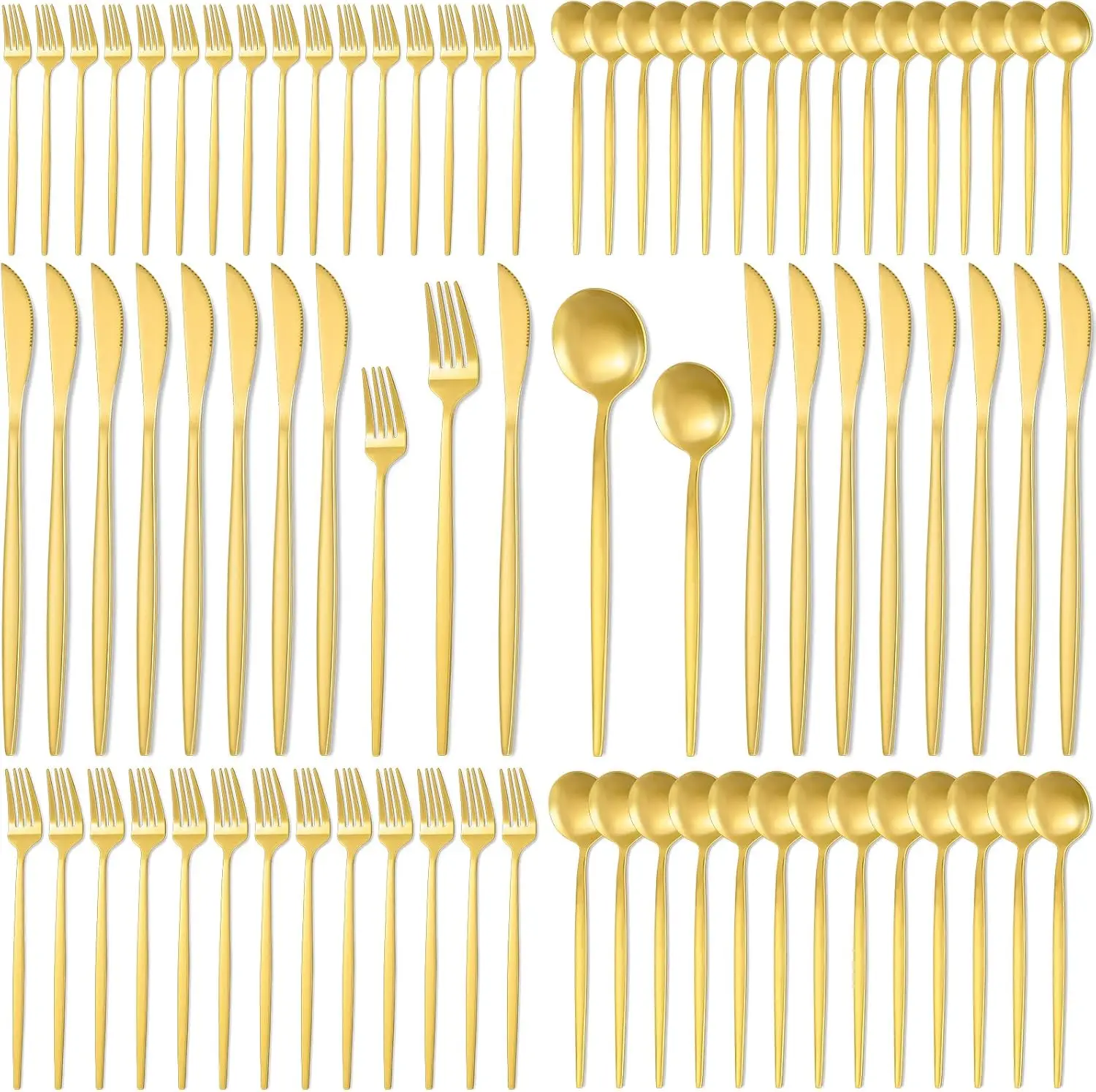90 Pcs Silverware Set for 18, Food-grade Stainless Steel Flatware Cutlery Set with Spoon Fork Knife, Dishwasher Safe Mirror
90 Pcs Silverware Set for 18, Food-grade Stainless Steel Flatware Cutlery Set with Spoon Fork Knife, Dishwasher Safe Mirror