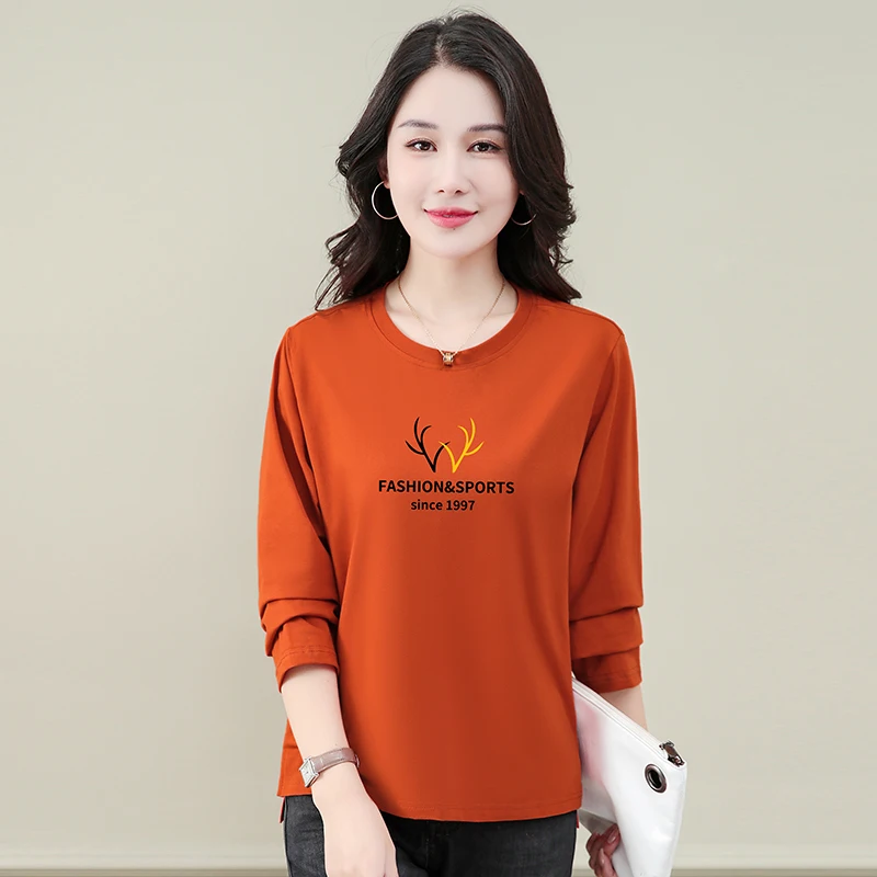 2025 new large-size middle-aged women's pure cotton round neck long-sleeved T-shirt spring and summer loose casual versatile top
2025 new large-size middle-aged women's pure cotton round neck long-sleeved T-shirt spring and summer loose casual versatile top