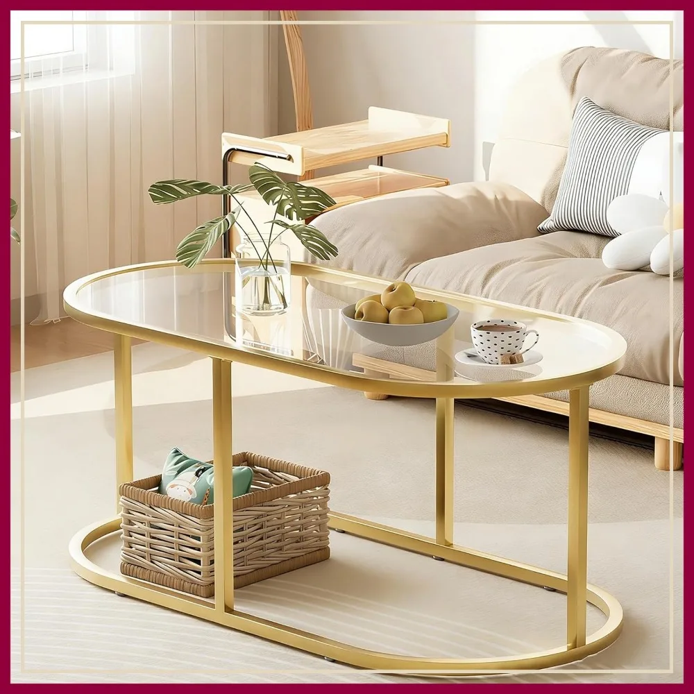 Gold Oval Coffee Table with Tempered Glass Top, 39.3" Modern Center Table for Living Room, Sturdy Metal Frame
Gold Oval Coffee Table with Tempered Glass Top, 39.3" Modern Center Table for Living Room, Sturdy Metal Frame