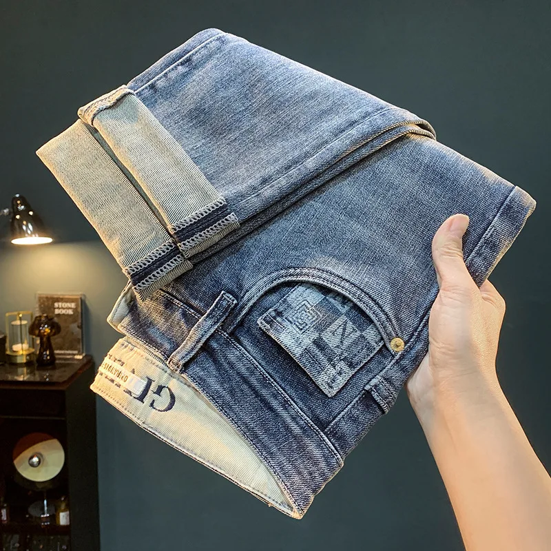 Spring and Autumn Men's Jeans Trendy Embroidered Printed Small Straight Tube Slimming High end Fashion Stretch Denim Men's Pants
Spring and Autumn Men's Jeans Trendy Embroidered Printed Small Straight Tube Slimming High end Fashion Stretch Denim Men's Pants