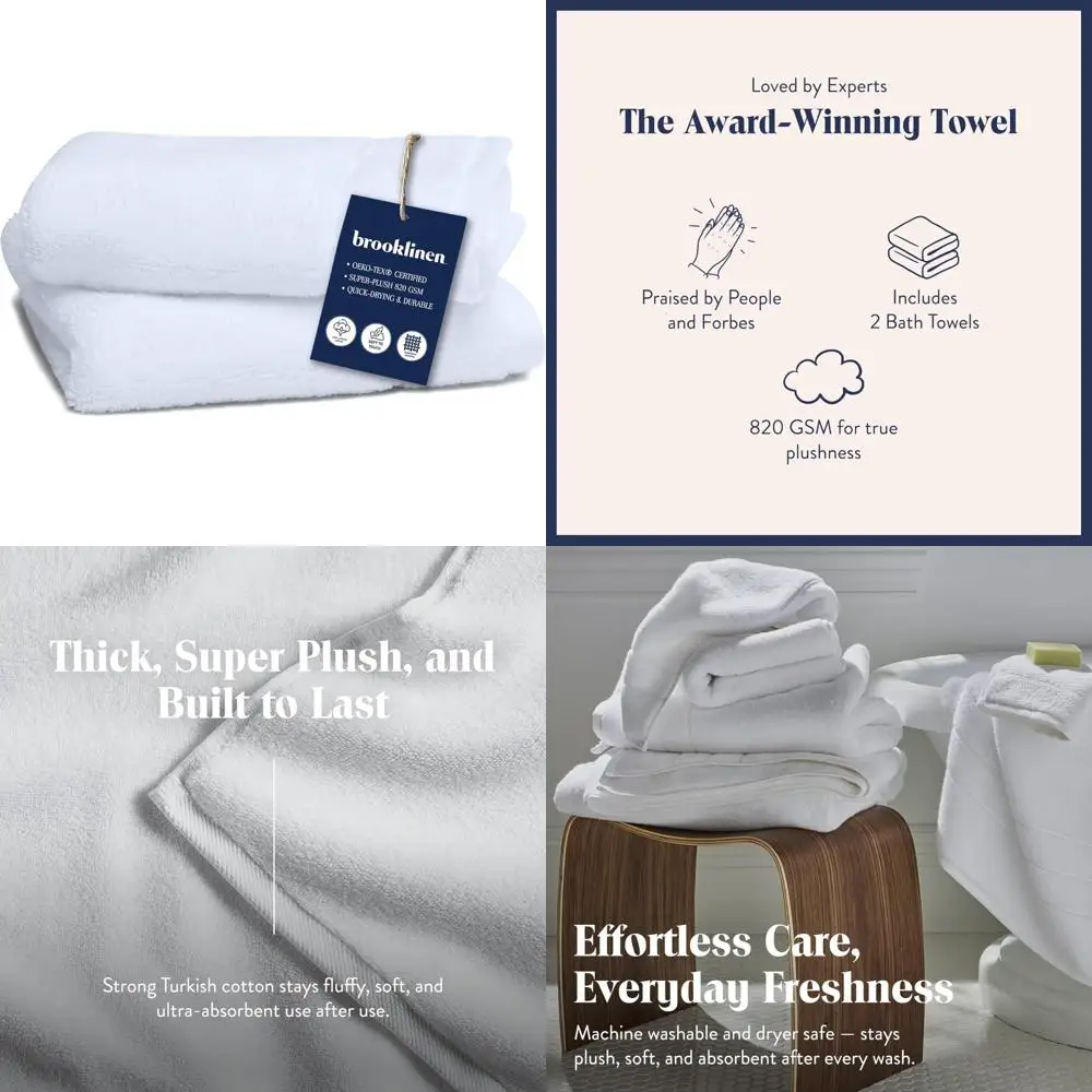 Plush Turkish Cotton Bath Towel Set - 2 Pack, 820 GSM, Machine Washable, Ideal for Bathroom Luxury
Plush Turkish Cotton Bath Towel Set - 2 Pack, 820 GSM, Machine Washable, Ideal for Bathroom Luxury