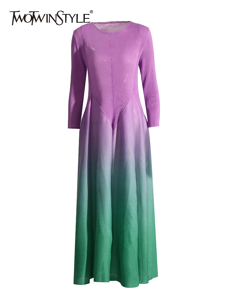 TWOTWINSTYLE Ombre Casual Dresses For Women Round Neck Long Sleeve High Waist Slimming Dress Spring Female Fashion Clothing 2023
TWOTWINSTYLE Ombre Casual Dresses For Women Round Neck Long Sleeve High Waist Slimming Dress Spring Female Fashion Clothing 2023