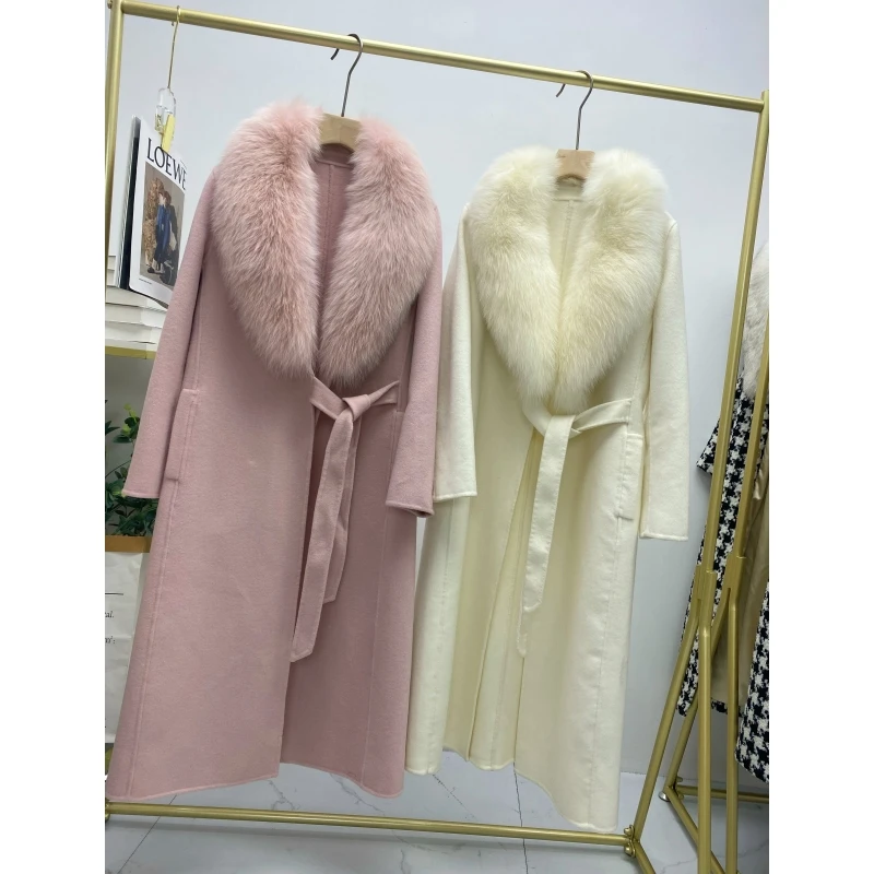 New Fashion Long Cashmere Coat With Real Fox Fur Collar Winter Elegant Wool Fur Jackets For Women
New Fashion Long Cashmere Coat With Real Fox Fur Collar Winter Elegant Wool Fur Jackets For Women