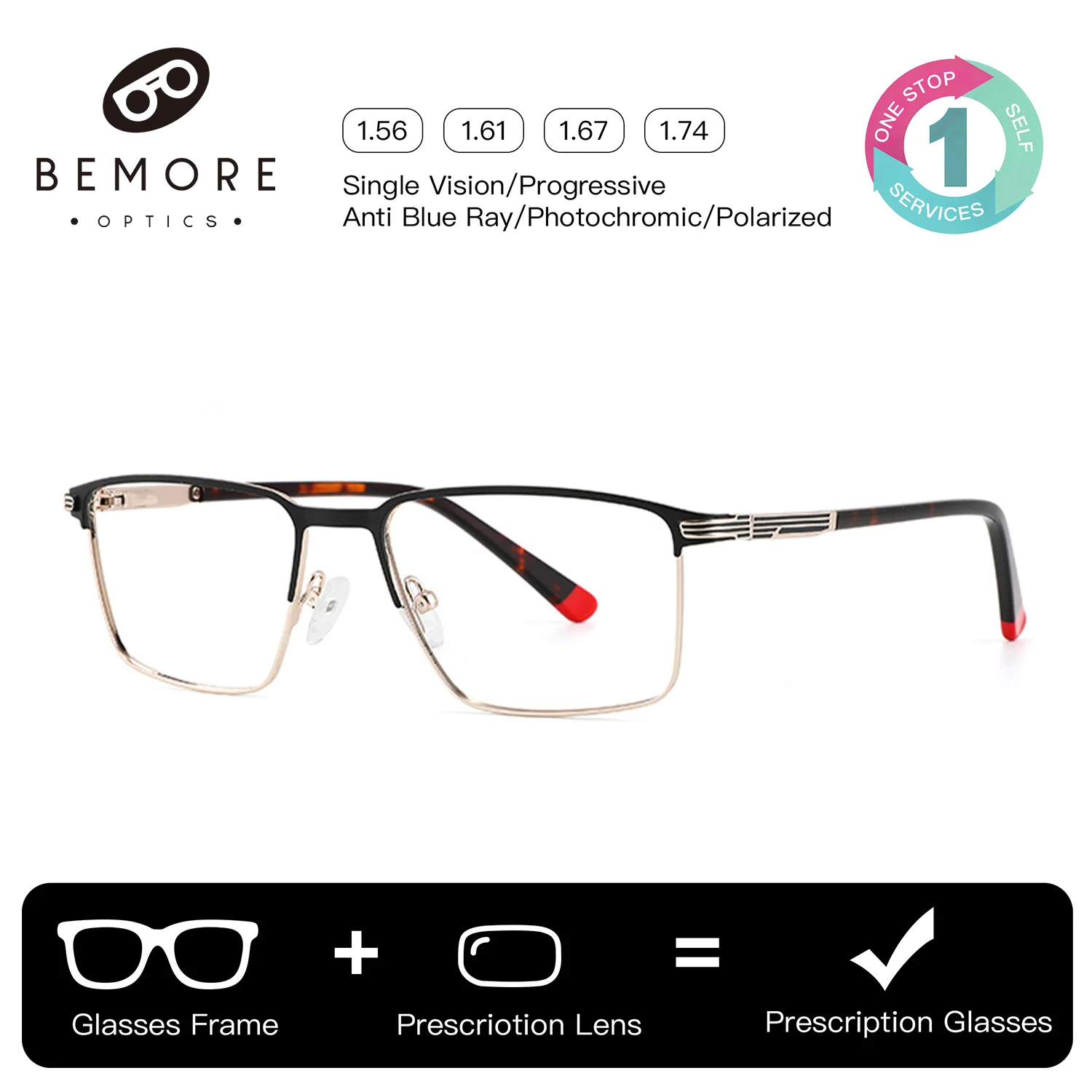 BEMORE Square Prescription Eyeglasses Photochromic Anti Blue Light Metal Progressive Multifocal Glasses Man
BEMORE Square Prescription Eyeglasses Photochromic Anti Blue Light Metal Progressive Multifocal Glasses Man