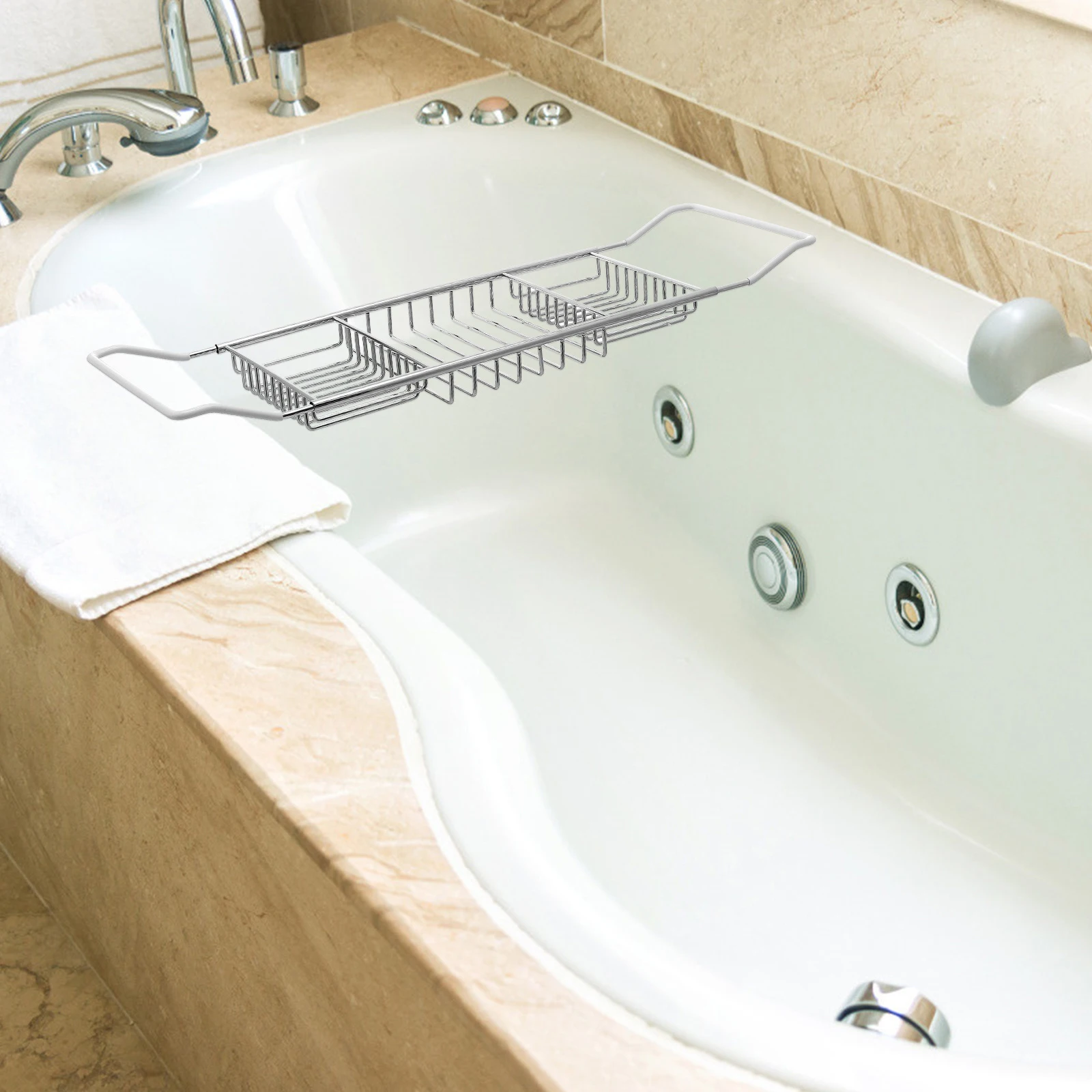 Stainless Steel Bathtub Rack Telescopic Bath Basin Organizer with Anti-Slip Design for Home Bathing Reading and Shower Use
Stainless Steel Bathtub Rack Telescopic Bath Basin Organizer with Anti-Slip Design for Home Bathing Reading and Shower Use