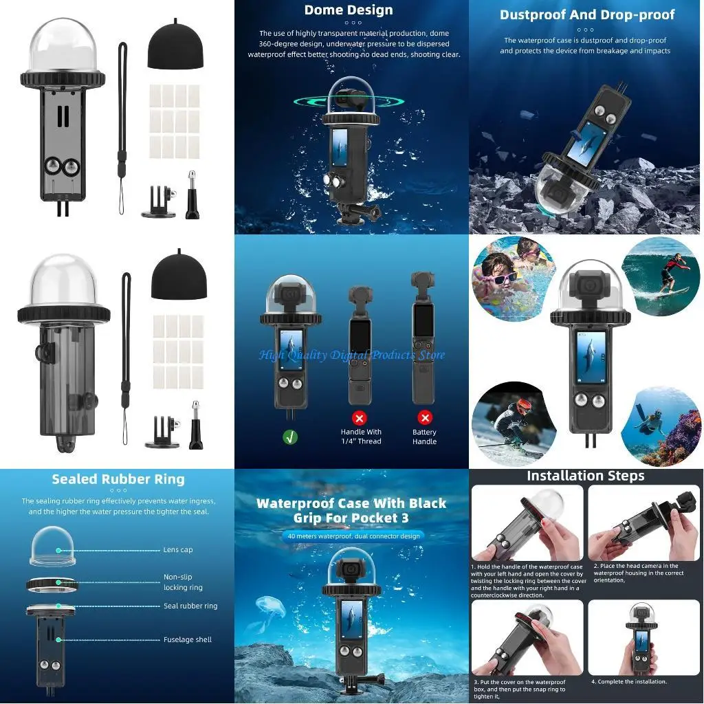 U2JE Waterproof Case for Pocket 3 Underwater Diving Housing Action Camera
U2JE Waterproof Case for Pocket 3 Underwater Diving Housing Action Camera