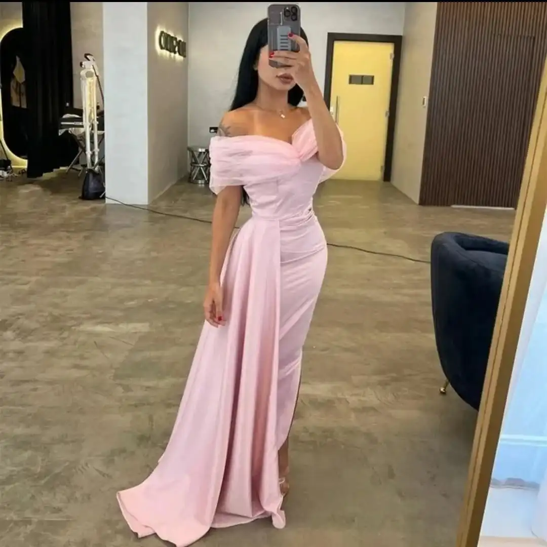 Customized Mermaid Simple Pink Satin Evening Dress Formal Off the Shoulder Sleeveless Prom Dresses Luxury Special Occa
Customized Mermaid Simple Pink Satin Evening Dress Formal Off the Shoulder Sleeveless Prom Dresses Luxury Special Occa