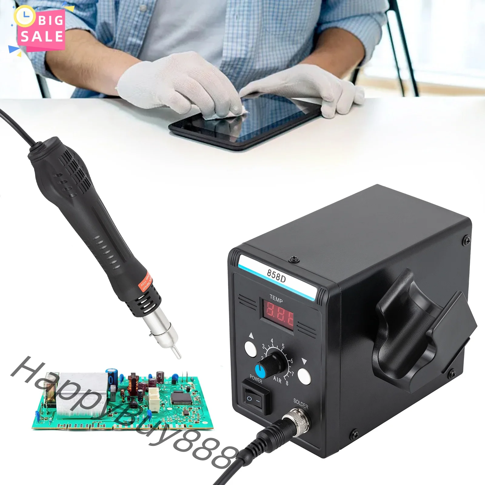 700W Hot Air SMD Soldering Station With Heat Gun Set Temperature LED Screen Display 220V 858D
700W Hot Air SMD Soldering Station With Heat Gun Set Temperature LED Screen Display 220V 858D