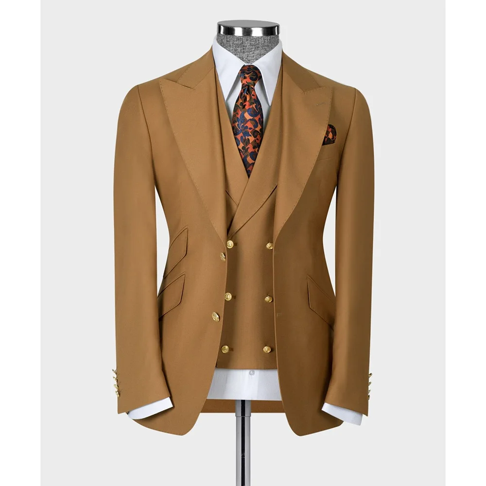 Business Brown Men Suits Double Breasted Peak Lapel 3 Pieces Jacket Pants High Quality Banquet Celebrity Male Clothing Classic
Business Brown Men Suits Double Breasted Peak Lapel 3 Pieces Jacket Pants High Quality Banquet Celebrity Male Clothing Classic