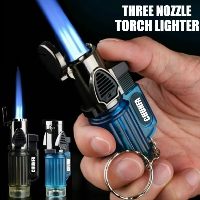 Three Nozzle Torch Turbo Lighter Blue Flame Gun Butane Lighters with Keychain Windproof Gas Cigarette Lighter (No Gas)
Three Nozzle Torch Turbo Lighter Blue Flame Gun Butane Lighters with Keychain Windproof Gas Cigarette Lighter (No Gas)