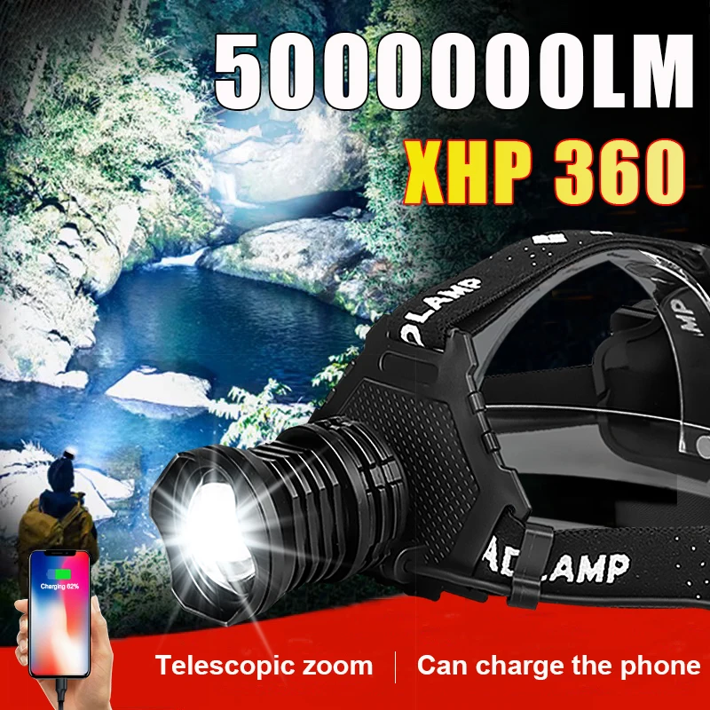 5000000LM Ultra Bright Headlamp XHP360 Rechargeable LED Front Lamp Long Range Head Flashlight Waterproof Outdoor Fishing Light
5000000LM Ultra Bright Headlamp XHP360 Rechargeable LED Front Lamp Long Range Head Flashlight Waterproof Outdoor Fishing Light