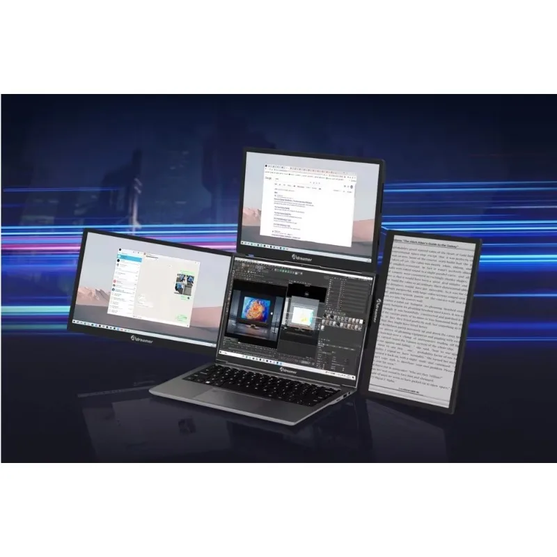 Отличный портативный 13,3-дюймовый игровой ЖК-монитор USB Type C, портативный двойной тройной четырехэкранный монитор для ноутбука, тройное расширение 
Отличный портативный 13,3-дюймовый игровой ЖК-монитор USB Type C, портативный двойной тройной четырехэкранный монитор для ноутбука, тройное расширение