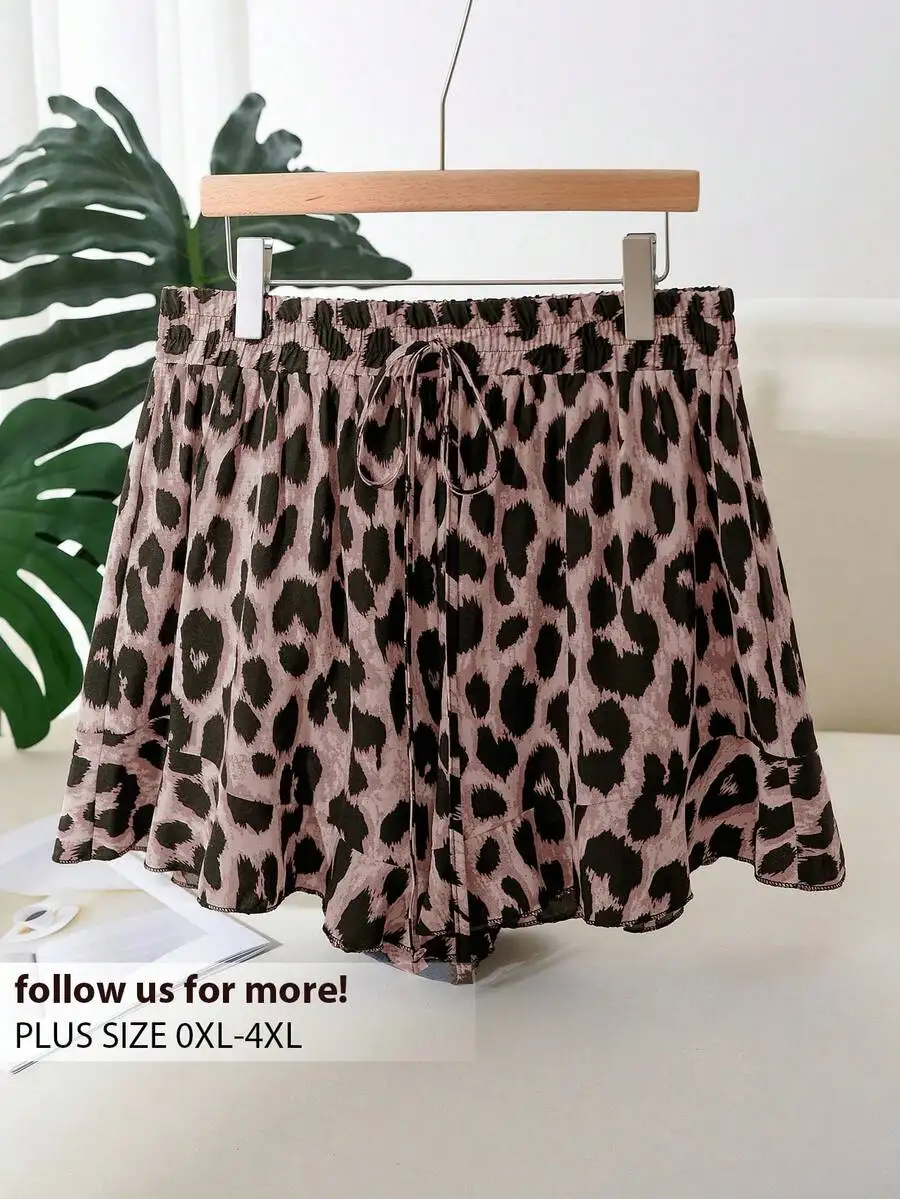 Plus Size Womens Summer Casual Leopard Print Tie Waist Ruffle Hem Loose Shorts
Plus Size Womens Summer Casual Leopard Print Tie Waist Ruffle Hem Loose Shorts