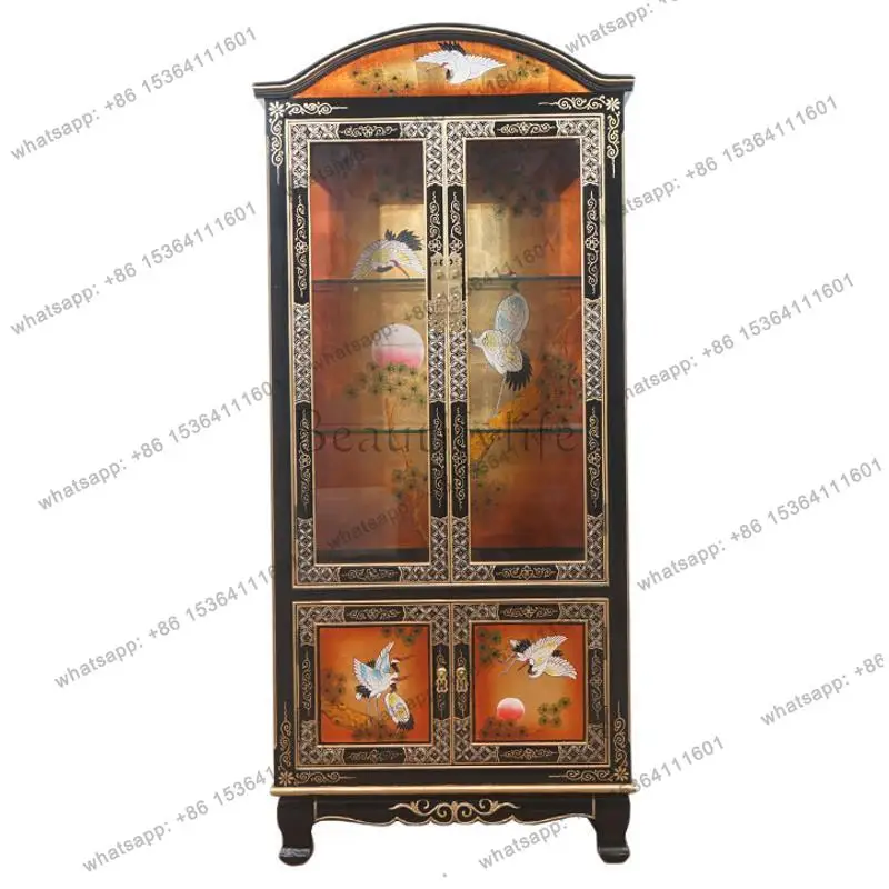 New Chinese-style solid wood porch cabinet, living room painted gold foil furniture, modern European-style storage cabinet
New Chinese-style solid wood porch cabinet, living room painted gold foil furniture, modern European-style storage cabinet