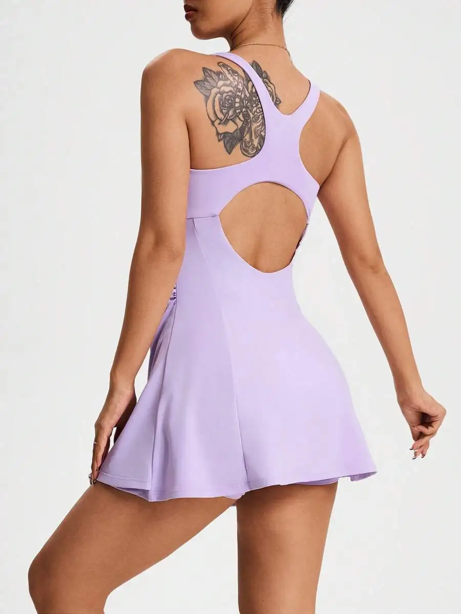 Women Square Neck Pleated Sleeveless Solid Color Fitness Sports Dress
Women Square Neck Pleated Sleeveless Solid Color Fitness Sports Dress