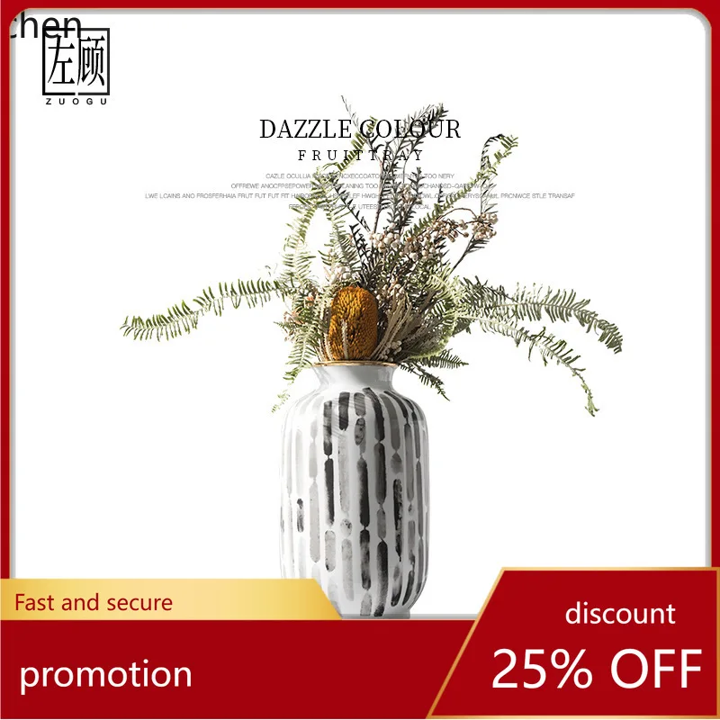 HT New Chinese Style Ceramic Vase Ornament for Home Living Room Model Room Study Entrance Cabinet Decoration Soft Furnishing
HT New Chinese Style Ceramic Vase Ornament for Home Living Room Model Room Study Entrance Cabinet Decoration Soft Furnishing