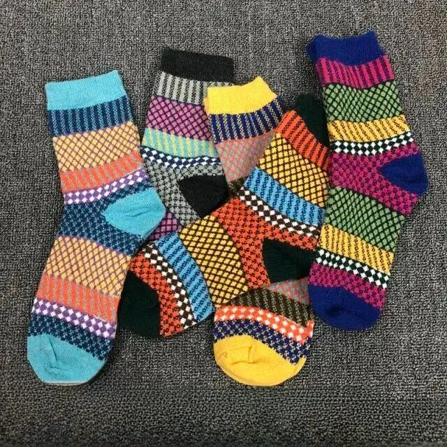 Wool Blend Mid-Calf Socks 5 Pairs Pack Men Women Ethnic Style Personality Diamond Pattern Home Comfort Stockings
Wool Blend Mid-Calf Socks 5 Pairs Pack Men Women Ethnic Style Personality Diamond Pattern Home Comfort Stockings