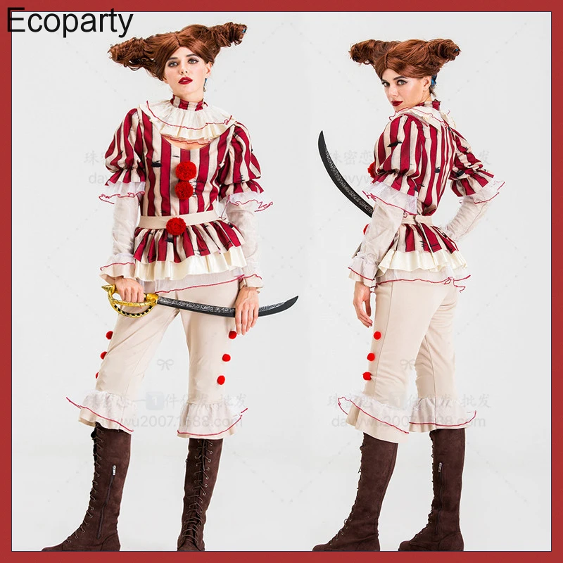 Костюм для косплея Хэллоуина для женщин, костюм из топа и брюк в красную полоску в стиле Стивена Кинга, костюм для карнавала, маскарада Вечерние
Костюм для косплея Хэллоуина для женщин, костюм из топа и брюк в красную полоску в стиле Стивена Кинга, костюм для карнавала, маскарада Вечерние