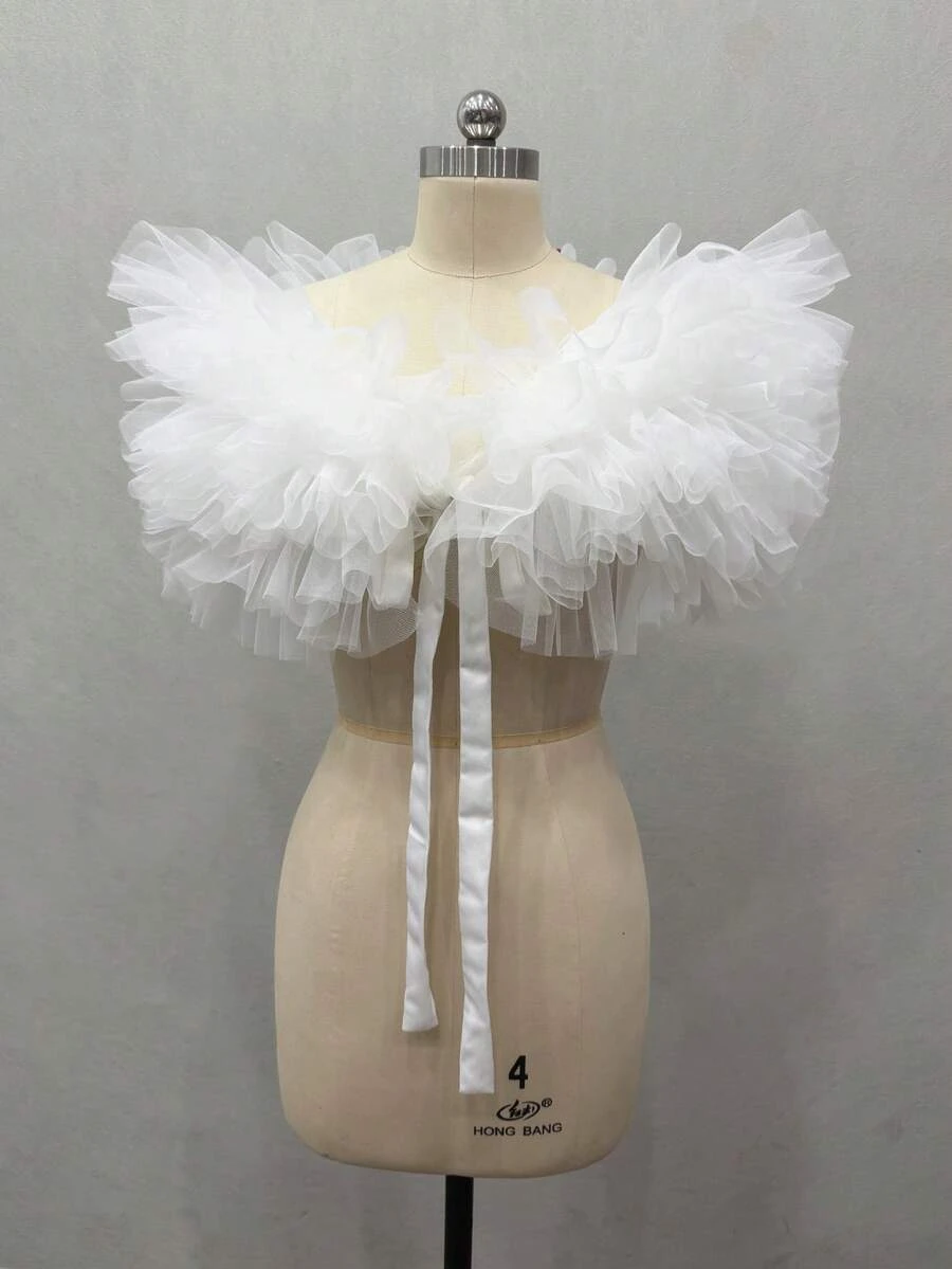 Ruffles Tulle Wedding Wraps with Ribbon Tiered Bridal Wrap Bride Shrug Special Occasion Shawl Women Formal Party Coat
Ruffles Tulle Wedding Wraps with Ribbon Tiered Bridal Wrap Bride Shrug Special Occasion Shawl Women Formal Party Coat
