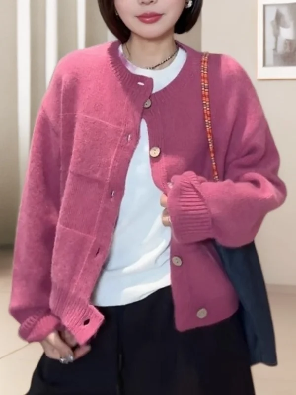 Spring 2026 Casual Faion Pink round Ne Long Sve Knitted Open Cardigan Women Loose Slim Sweater Comfortable Knitwear
Spring 2026 Casual Faion Pink round Ne Long Sve Knitted Open Cardigan Women Loose Slim Sweater Comfortable Knitwear