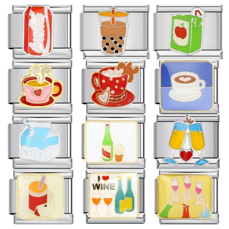 New Beverage Series Italian Modular Bracelet Titanium Steel DIY Welded Cartoon Pattern Oil-dripping Elastic Bracelet
New Beverage Series Italian Modular Bracelet Titanium Steel DIY Welded Cartoon Pattern Oil-dripping Elastic Bracelet