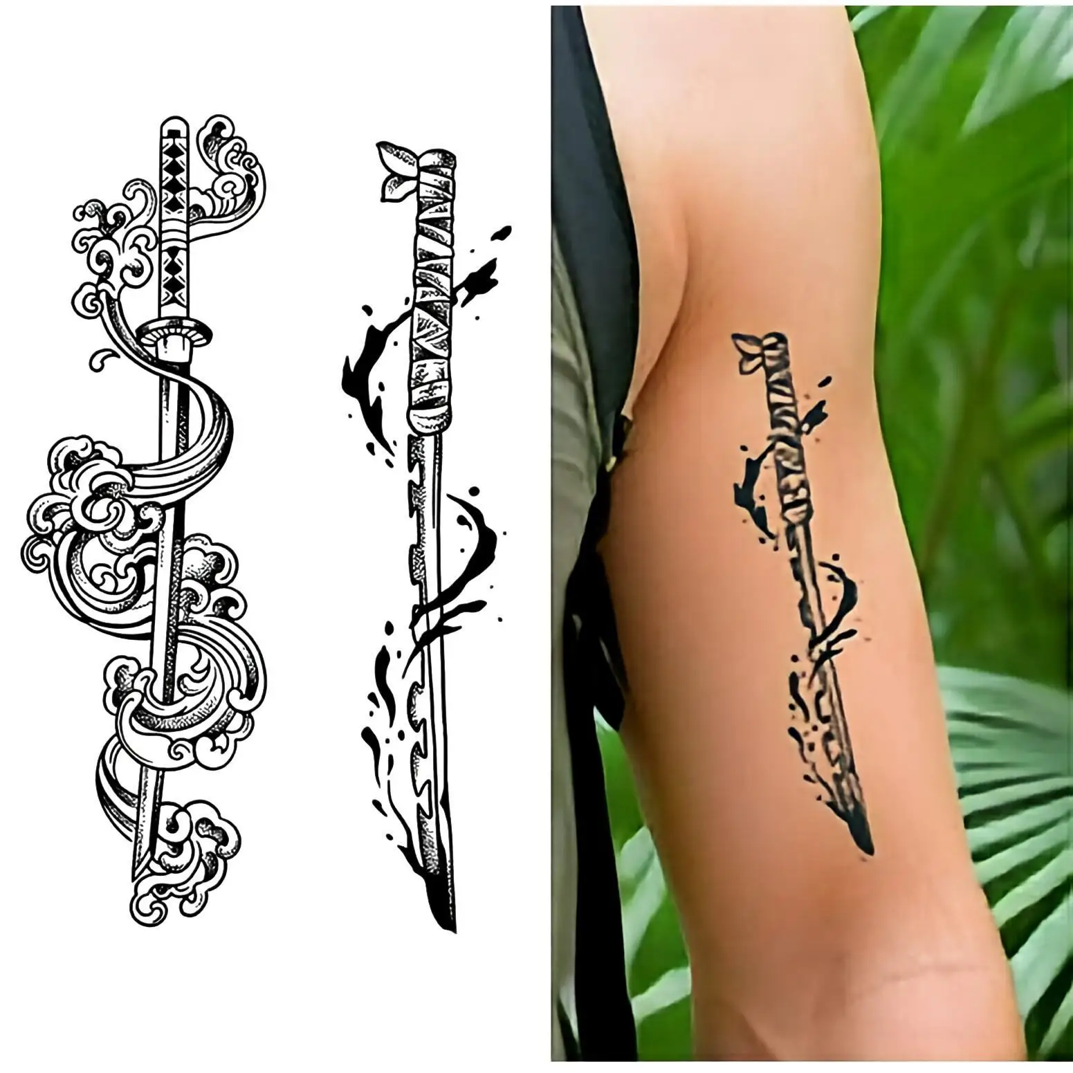 Floral-Patterned Katana Temporary Tattoos,Tattoo Stickers,Waterproof Long-Lasting 15 Days,Semi-Permanent Fake Tattoo,body art
Floral-Patterned Katana Temporary Tattoos,Tattoo Stickers,Waterproof Long-Lasting 15 Days,Semi-Permanent Fake Tattoo,body art