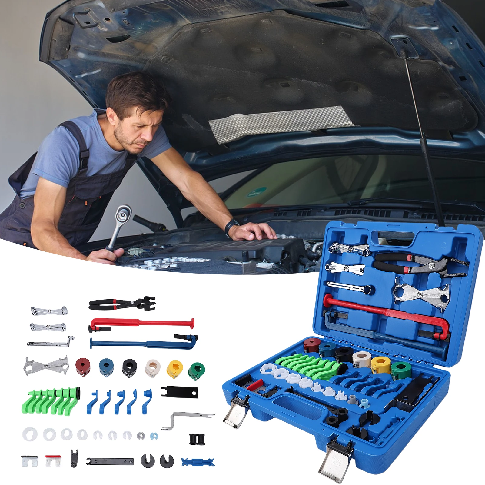 Fuel Line Disconnect Tool Set, AC Fuel Line Removal Tools 5 Piece Blue Disconnector 6 Piece Spring Lock Fit for Ford for GM
Fuel Line Disconnect Tool Set, AC Fuel Line Removal Tools 5 Piece Blue Disconnector 6 Piece Spring Lock Fit for Ford for GM