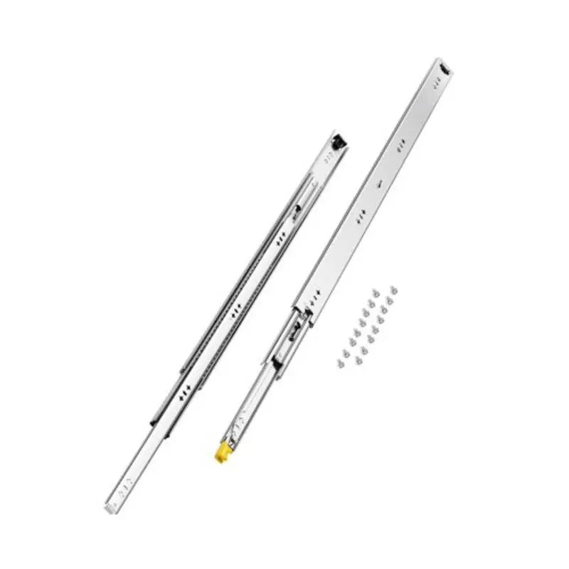 Heavy Duty Drawer Slides 36inch, 1 Pair Locking Drawer Slides 250lbs Load Capacity, Side Mount Ball Bearing, 3-Fold Full Extension
Heavy Duty Drawer Slides 36inch, 1 Pair Locking Drawer Slides 250lbs Load Capacity, Side Mount Ball Bearing, 3-Fold Full Extension
