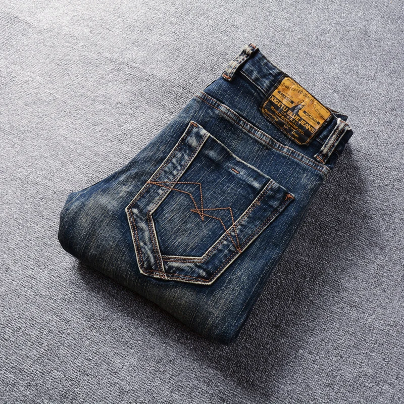 Designer Fashion New Men's Jeans Washed Nostalgic Scratch Elastic Band Slimming Retro Blue Jeans Embroidered Pants Y2k
Designer Fashion New Men's Jeans Washed Nostalgic Scratch Elastic Band Slimming Retro Blue Jeans Embroidered Pants Y2k