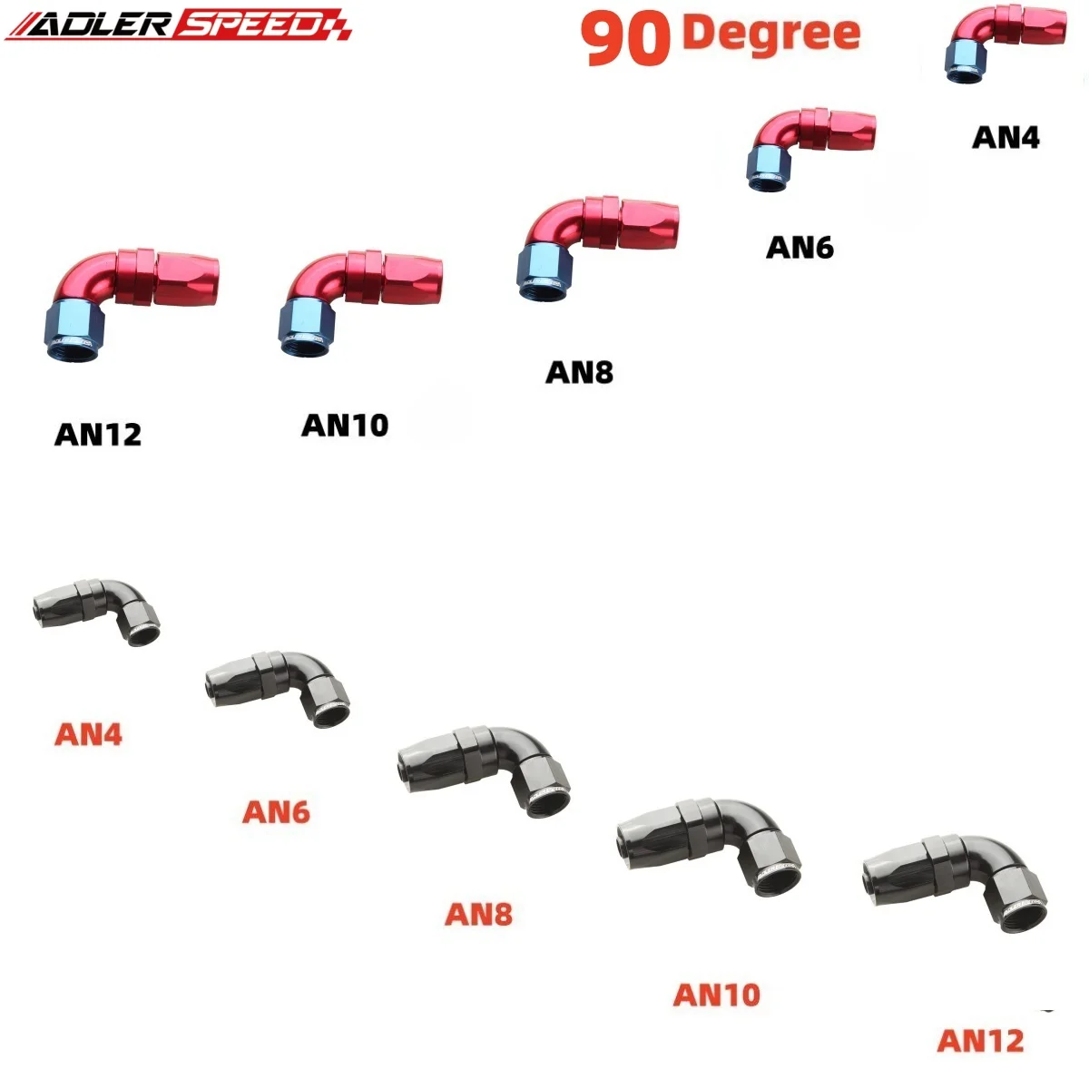 ADLERSPEED AN4 AN6 AN8 10 12 90 Degree Swivel Hose End Fitting Adapter Aluminum RED-BLUE
ADLERSPEED AN4 AN6 AN8 10 12 90 Degree Swivel Hose End Fitting Adapter Aluminum RED-BLUE