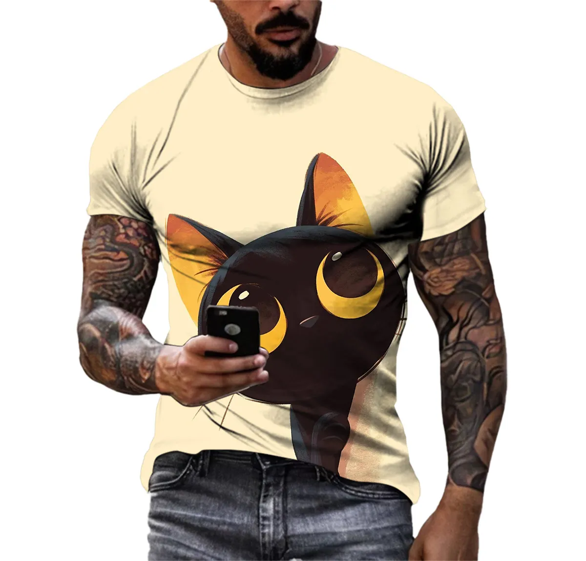 Summer Fashion Casual Cartoon Cat Graphic T-shirt For Men New Funny Anime Pattern 3D Digital Printing Round Neck Harajuku Tees
Summer Fashion Casual Cartoon Cat Graphic T-shirt For Men New Funny Anime Pattern 3D Digital Printing Round Neck Harajuku Tees