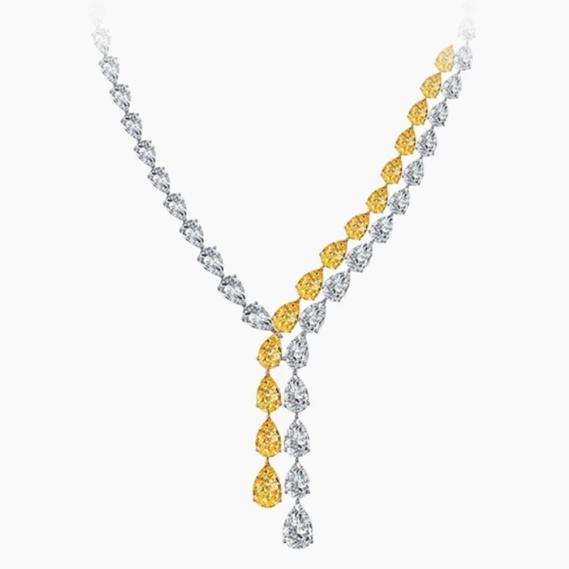 Ожерелье BELLUX с крупной цепью из серебра 925 пробы с позолотой, Y-образное, с синтетическими желтыми и белыми бриллиантами в форме капли, легкое, роскошное, сияющее
Ожерелье BELLUX с крупной цепью из серебра 925 пробы с позолотой, Y-образное, с синтетическими желтыми и белыми бриллиантами в форме капли, легкое, роскошное, сияющее