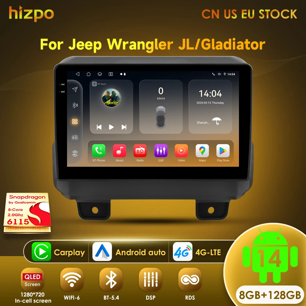 Hizpo AI Carplay Android Car Radio For Jeep Wrangler JL (2018-2021) Gladiator (2020-2021) Multimedia Video Player 4G Stereo DSP
Hizpo AI Carplay Android Car Radio For Jeep Wrangler JL (2018-2021) Gladiator (2020-2021) Multimedia Video Player 4G Stereo DSP
