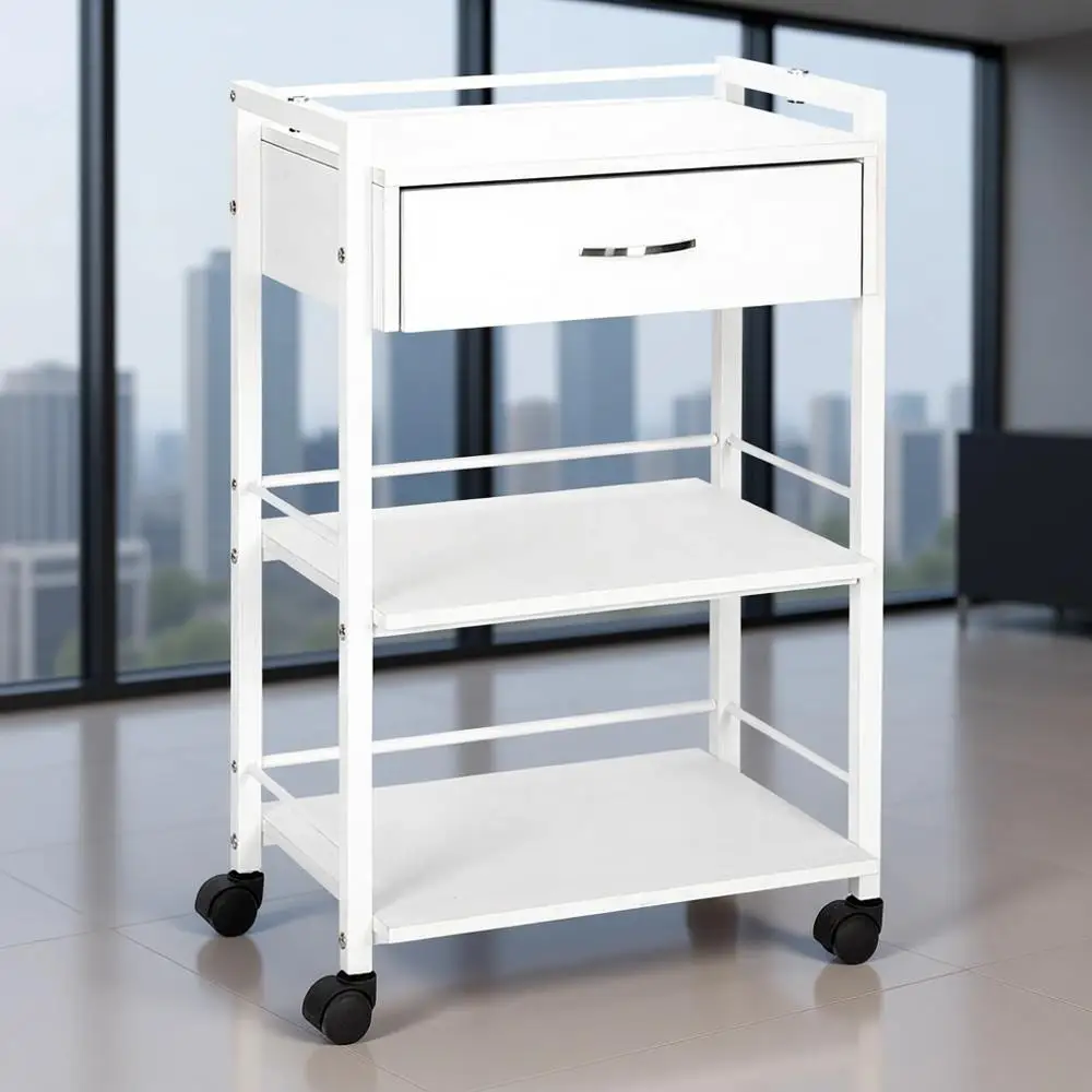 Wooden Rolling Storage Cart with 2 Shelves, Mobile Utility Cabinet for Medical, Beauty, and Massage Supplies, White
Wooden Rolling Storage Cart with 2 Shelves, Mobile Utility Cabinet for Medical, Beauty, and Massage Supplies, White