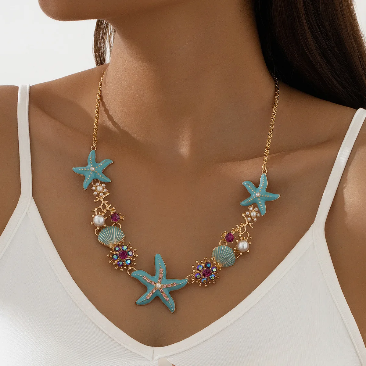 Summer Bohemia Style Sea Beach Starfish Necklace Niche Design Personalized Shell Beach Clavicle Chain Jewelry for Women
Summer Bohemia Style Sea Beach Starfish Necklace Niche Design Personalized Shell Beach Clavicle Chain Jewelry for Women