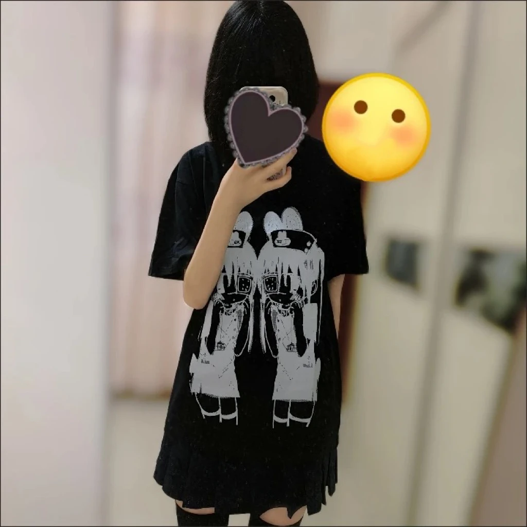Kimotimo Y2k Anime Cute Printed Black T-shirt Women Summer Loose Short Sleeve Round Neck Tops Harajuku Aesthetic Gothic Tees New
Kimotimo Y2k Anime Cute Printed Black T-shirt Women Summer Loose Short Sleeve Round Neck Tops Harajuku Aesthetic Gothic Tees New