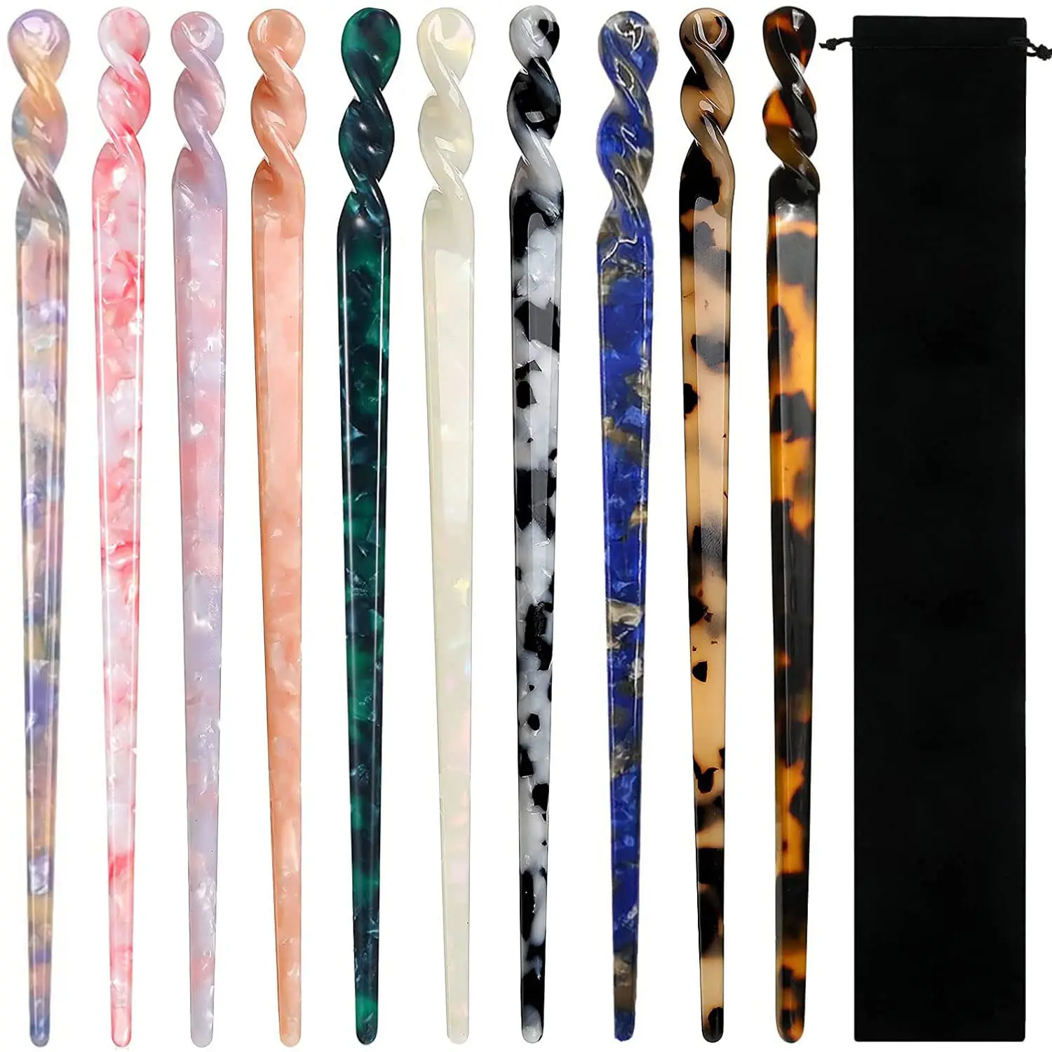 10 Acetate Hair Sticks Leopard Tortoise Shell Vintage Hairpins for Women
10 Acetate Hair Sticks Leopard Tortoise Shell Vintage Hairpins for Women