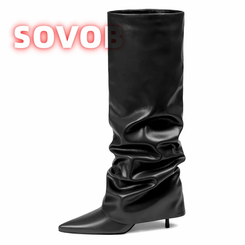 Women's Fold Knee High Boots Pointed Toe Stiletto Heel Pull-on Boots Autumn New Slouchy Long Tall Boots for Women 35-43
Women's Fold Knee High Boots Pointed Toe Stiletto Heel Pull-on Boots Autumn New Slouchy Long Tall Boots for Women 35-43