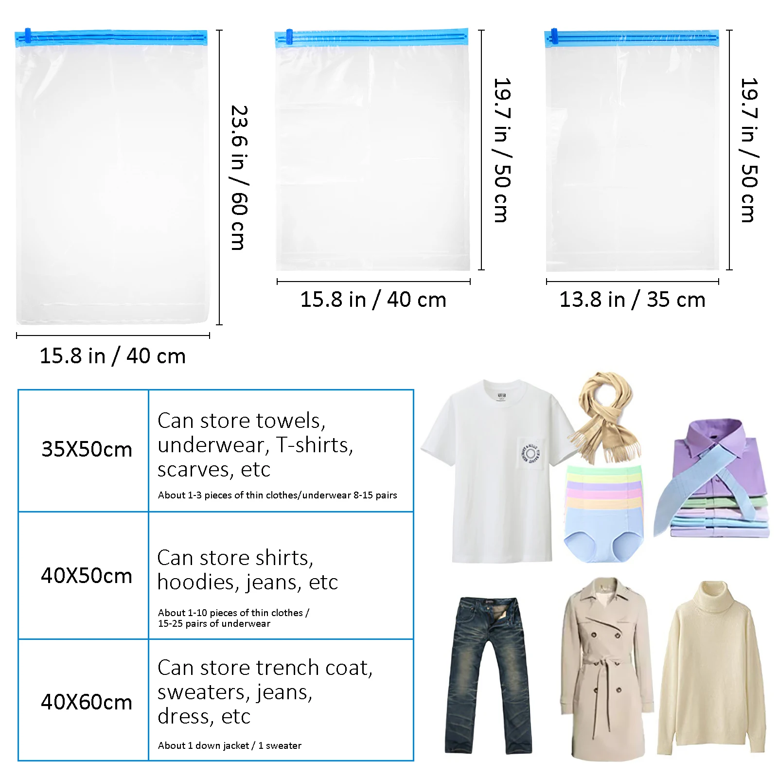 9 Pcs Vacuum Compression Bags 3 Medium 40x50cm 3 Large 40x60cm Space Saver Travel Storage Bags Roll Up Clothes Organizer
9 Pcs Vacuum Compression Bags 3 Medium 40x50cm 3 Large 40x60cm Space Saver Travel Storage Bags Roll Up Clothes Organizer