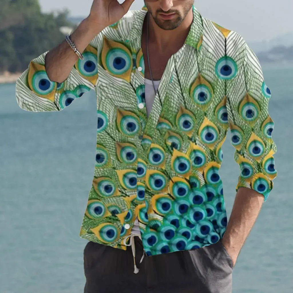 Summer Hawaiian Shirts For Men 3D Print Peacock Long Sleeve Tshirt Casual Beach Oversized Tops Tee Shirt Homme Harajuku Clothing
Summer Hawaiian Shirts For Men 3D Print Peacock Long Sleeve Tshirt Casual Beach Oversized Tops Tee Shirt Homme Harajuku Clothing